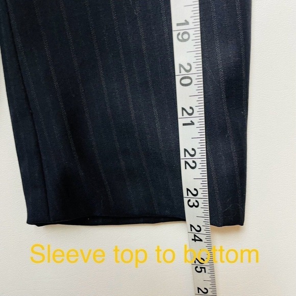 Hickey Freeman Madison Blazer Jacket Mens 42S Black Wide Pinstripe Worsted Wool - Picture 12 of 13